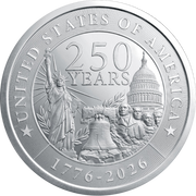 5 OZ SILVER ROUND 250TH ANNIVERSARY GOLDEN STATE MINT
