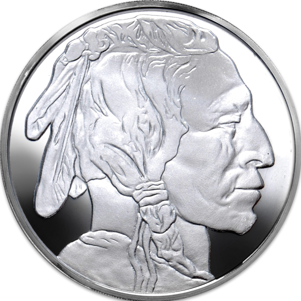 5 OZ 999 SILVER BUFFALO ROUND DESIGN HIGHLAND MINT