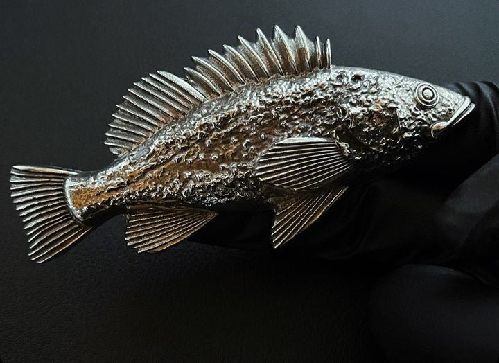 Bay City Bullion 8.4 oz Sand Cast Walleye 999 Silver Art Bar