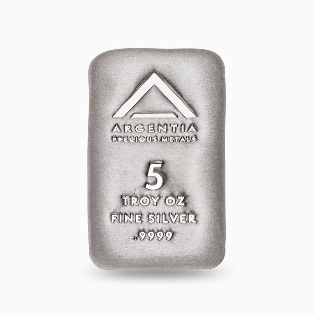 5 oz 9999 Silver Argentia Bar in Plastic Display Box
