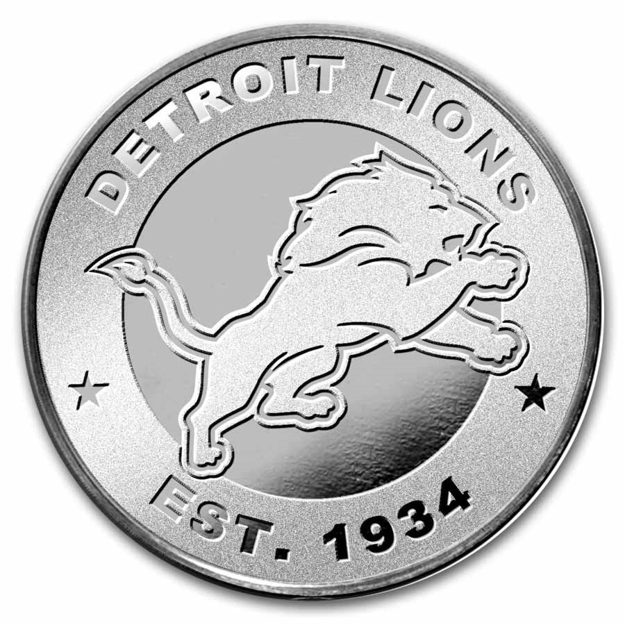 1 oz 999+ NFL Detroit Lions Silver Round