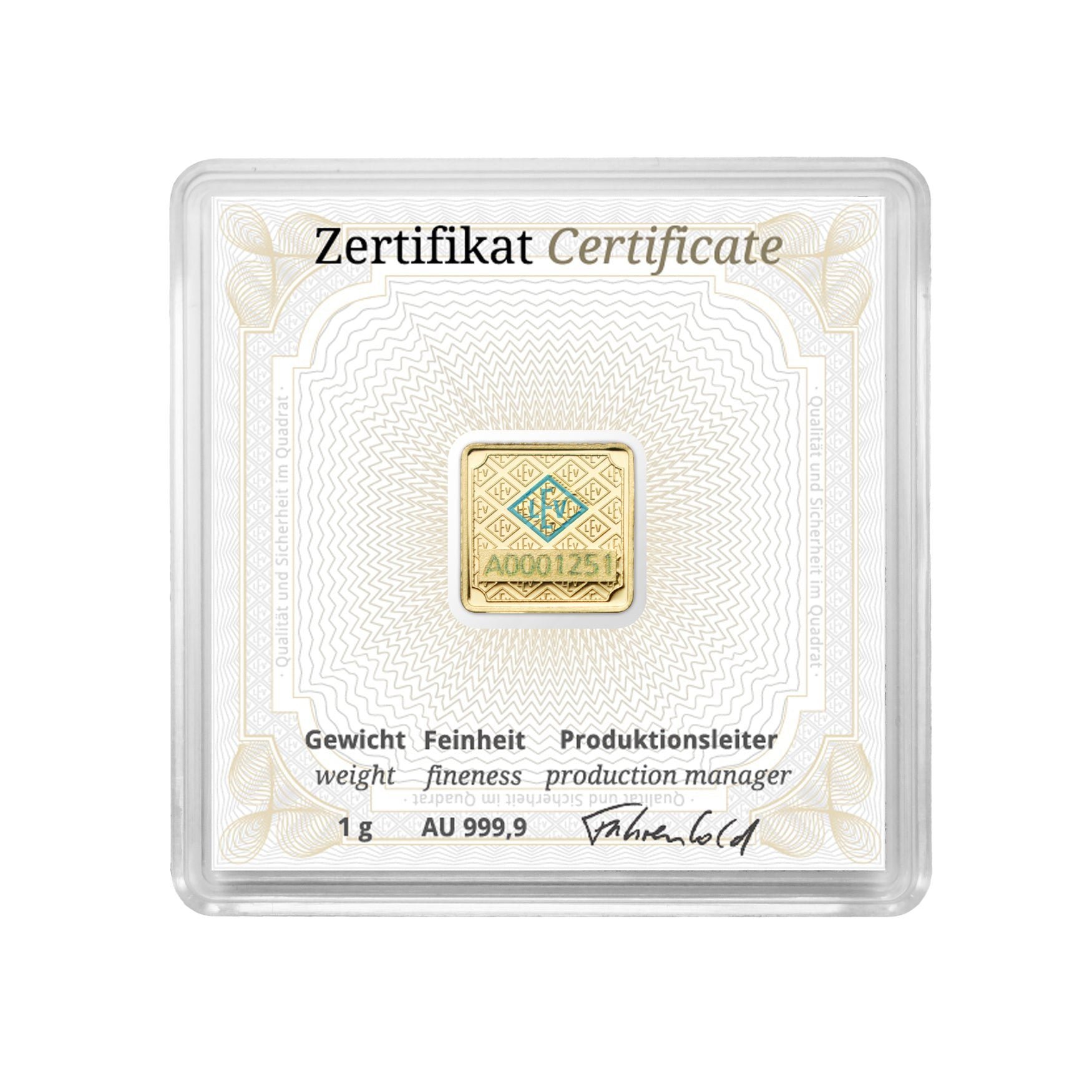 Geiger Edelmetalle Ag 1 g Gold Bar in Assay