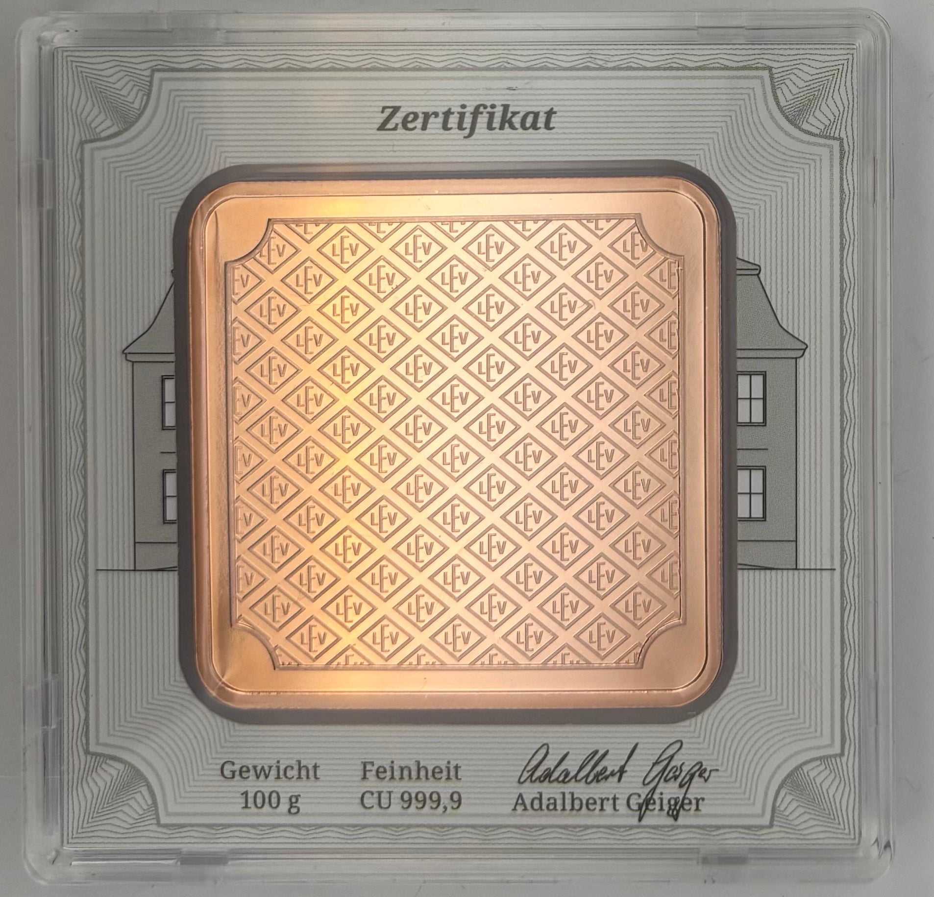 Geiger Edelmetalle 100 g Copper Bar in Assay