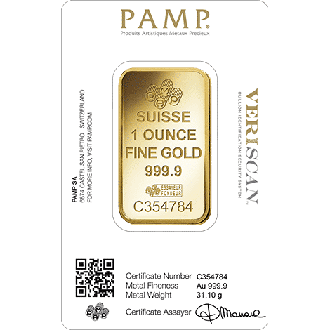 PAMP FORTUNA 1 OZ GOLD BAR IN ASSAY