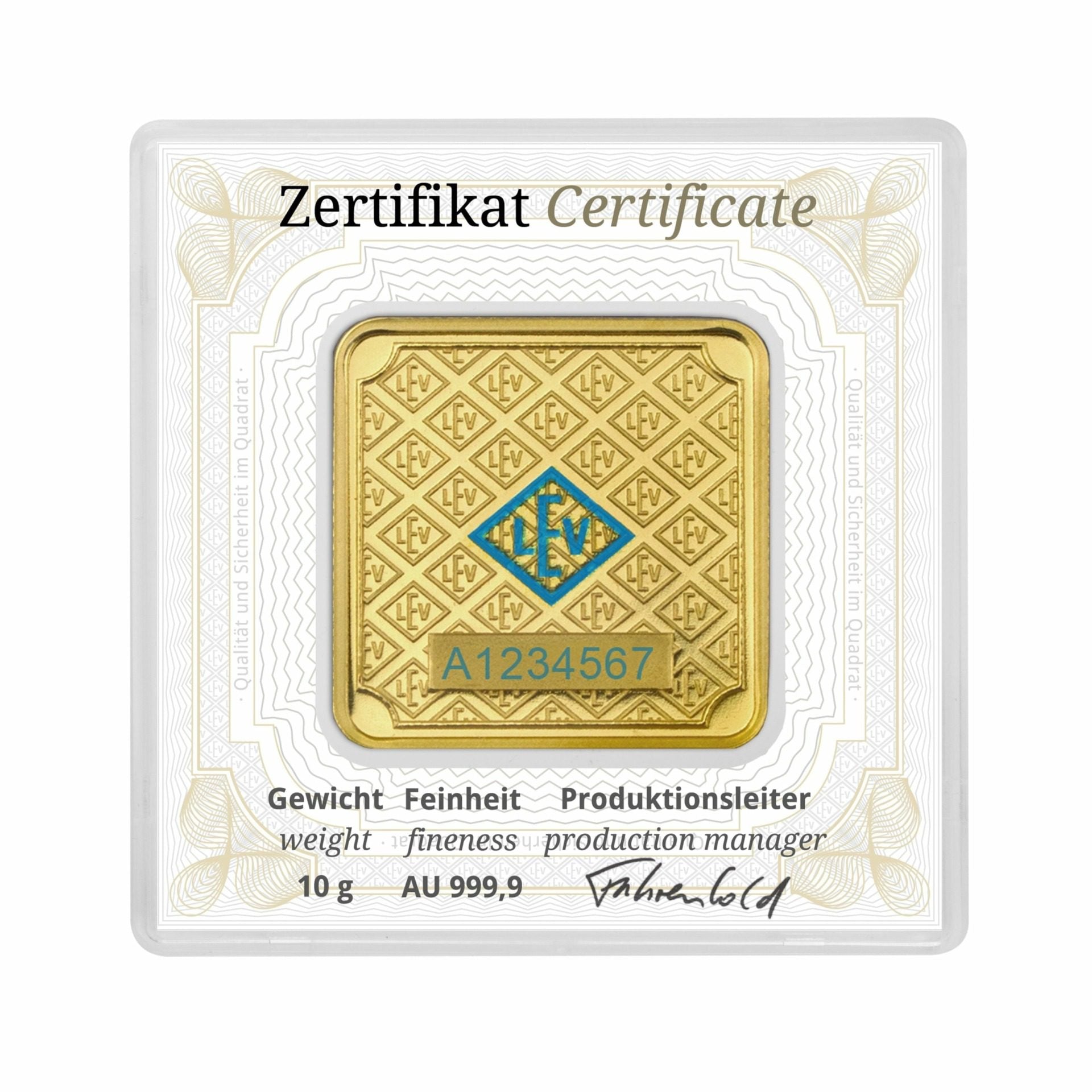 Geiger Edelmetalle AG 10 g Gold Bar in Assay