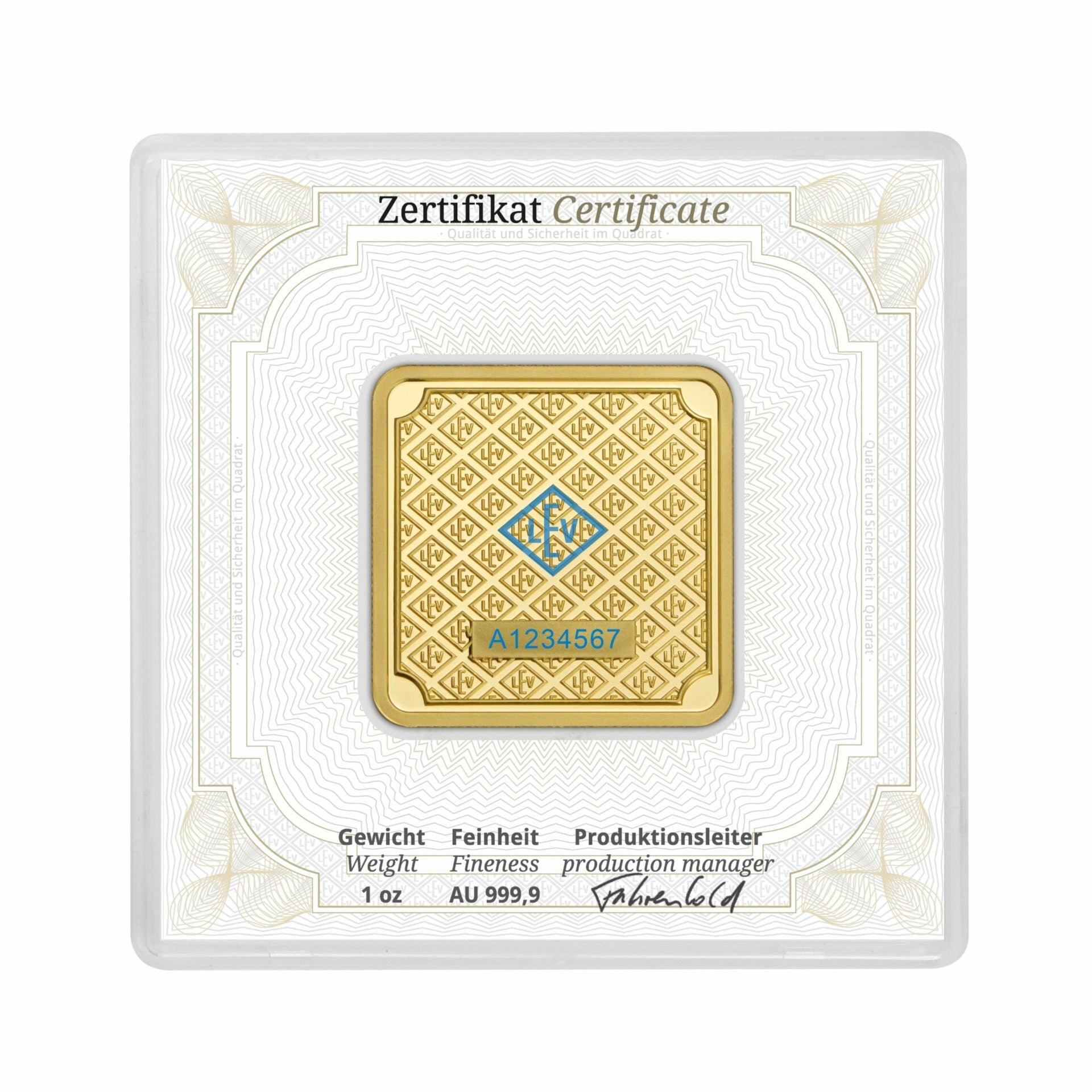Geiger Edelmetalle AG 1 oz Gold Bar in Assay