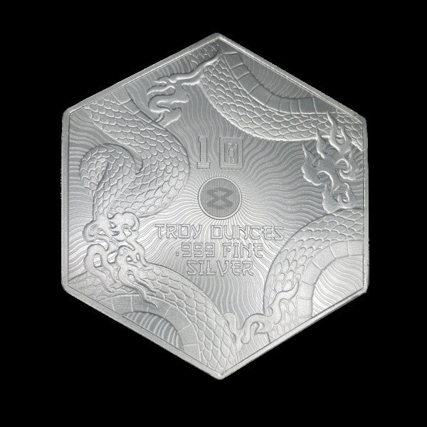 10 oz Year of the Dragon Hexagon Silver Bar