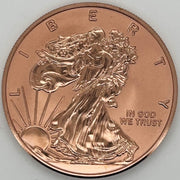 Reverse Proof Walking Liberty 1 AVDP Ounce 999 Copper Round