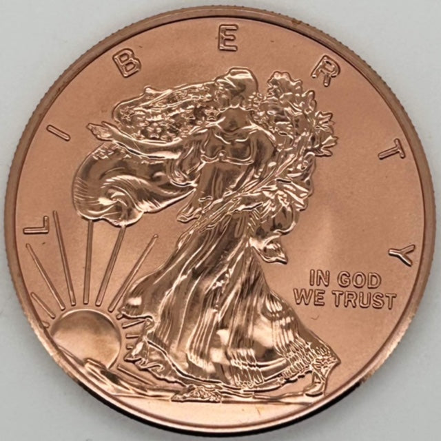 Reverse Proof Walking Liberty 1 AVDP Ounce 999 Copper Round