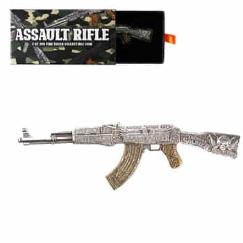 2024 Chad 2 oz 999 Silver Assault Rifle Gilded Shaped Coin