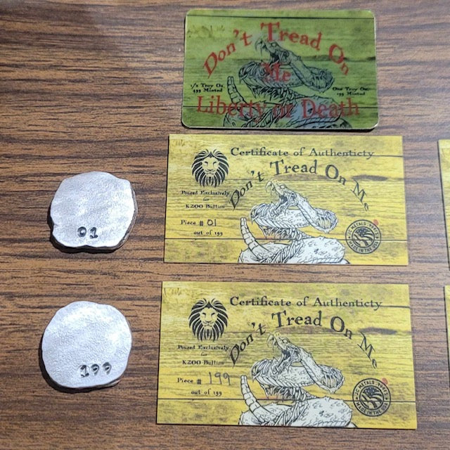1 oz 999 Silver Hand Poured Kzoo Dont Tread On Me Round - 199 Mintage