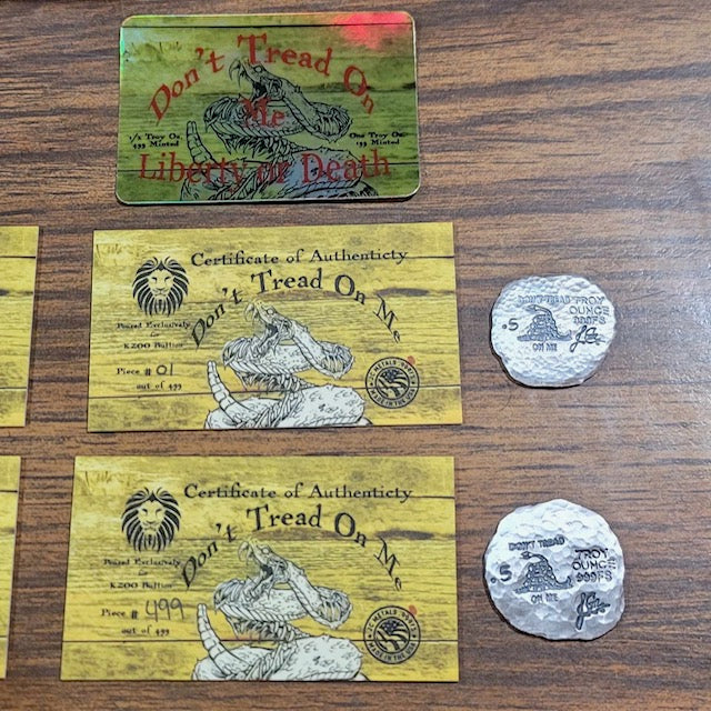 1/2 oz 999 Silver Hand Poured Kzoo Dont Tread On Me Round - 499 Mintage