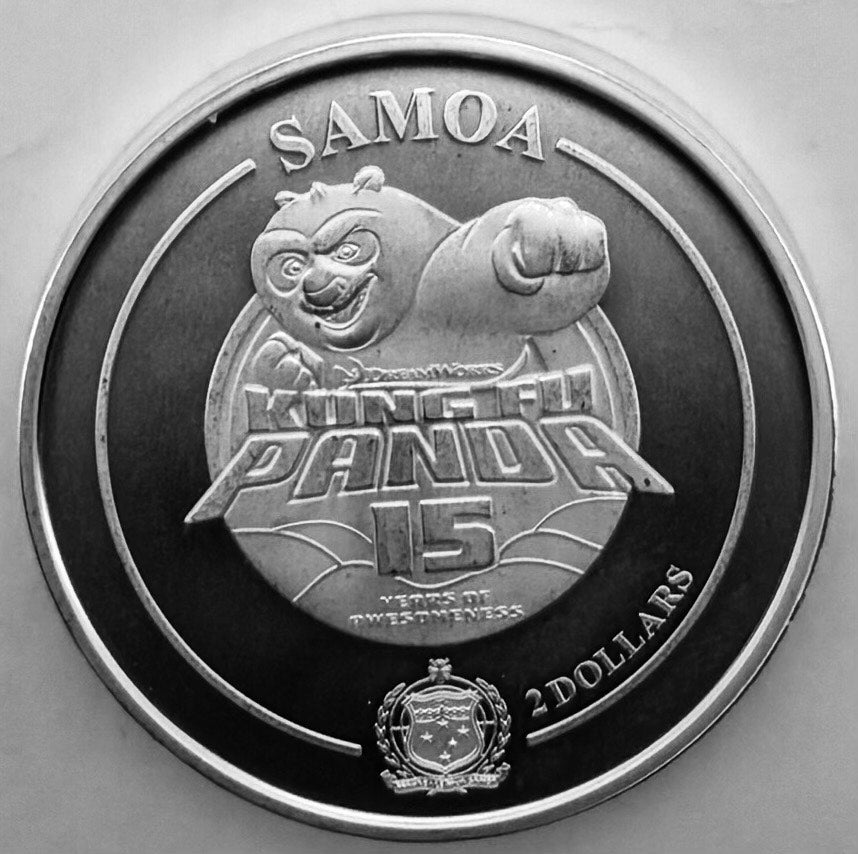 2023 1 Oz Samoa Kung Fu Panda 15 Years of Awesomeness 999 Silver BU Coin