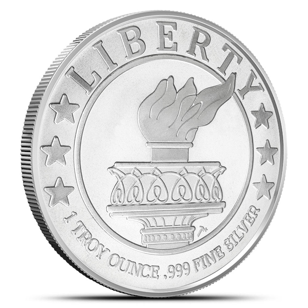 1 OZ SILVER ROUND LADY LIBERTY SILVERTOWNE