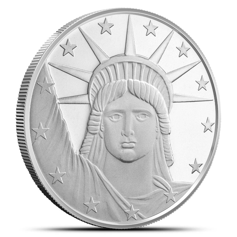 1 OZ SILVER ROUND LADY LIBERTY SILVERTOWNE