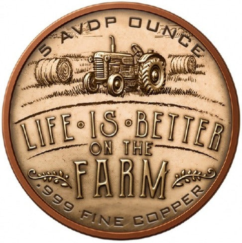 5 oz Love Thy Farmer Colorized Copper Round in Capsule