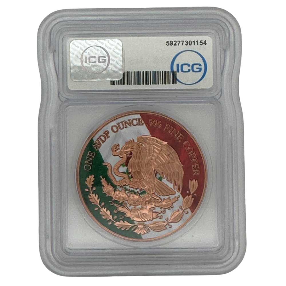 MS70 1 oz Mexico Libertad Colorized Copper Round