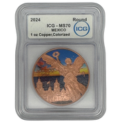 MS70 1 oz Mexico Libertad Colorized Copper Round