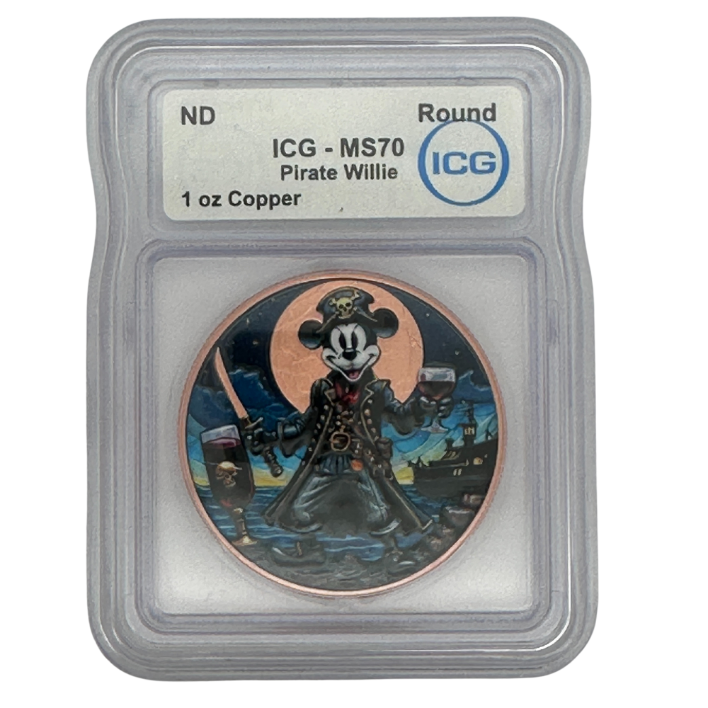 MS70 1 oz Private Willie Colorized Copper Round