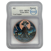 MS70 1 oz Private Willie Colorized Copper Round
