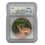 MS70 1 oz White-Tailed Deer Colorized Copper Round