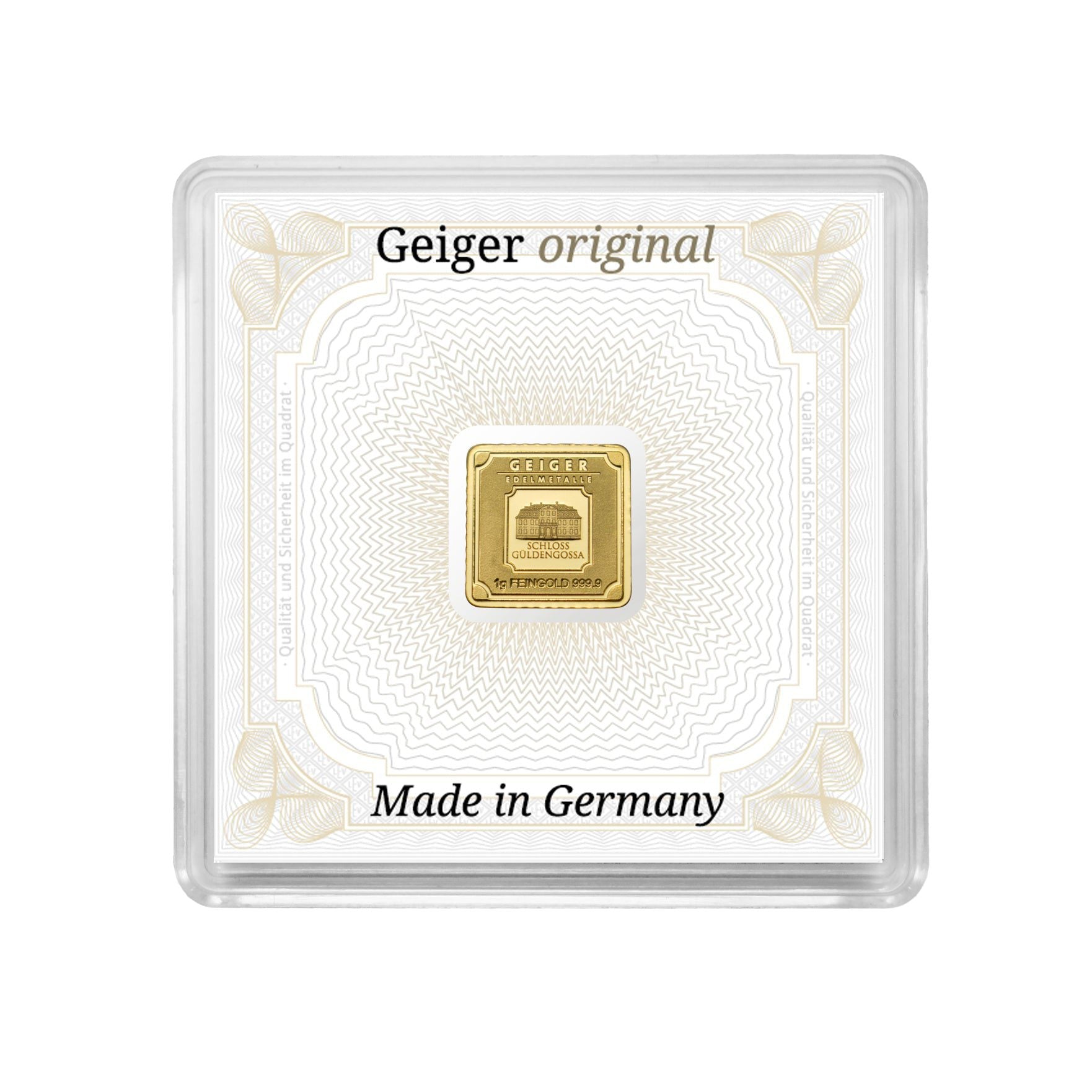 Geiger Edelmetalle Ag 1g Gold Bar in Assay