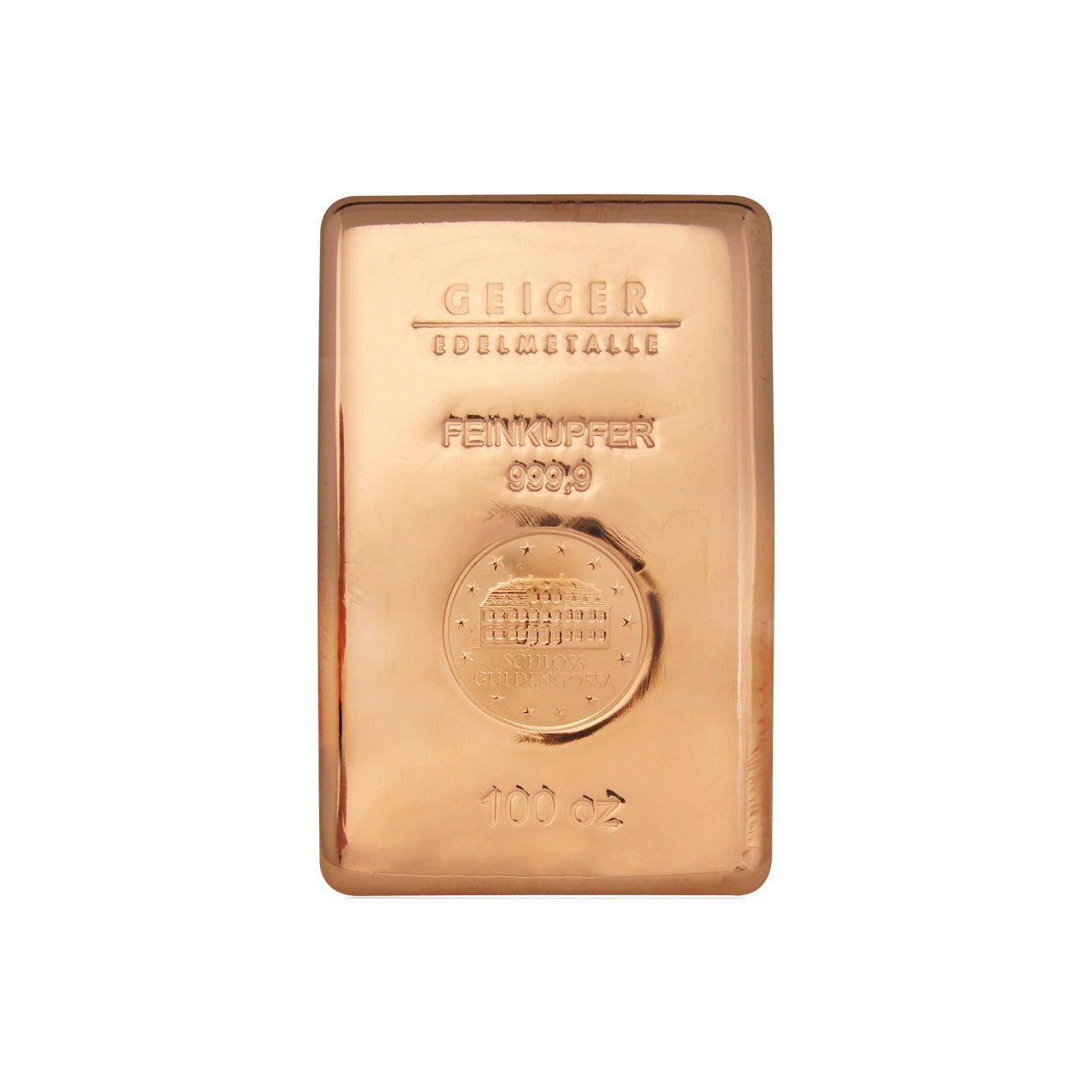 Geiger Edelmetalle AG 100oz Copper Poured Bar