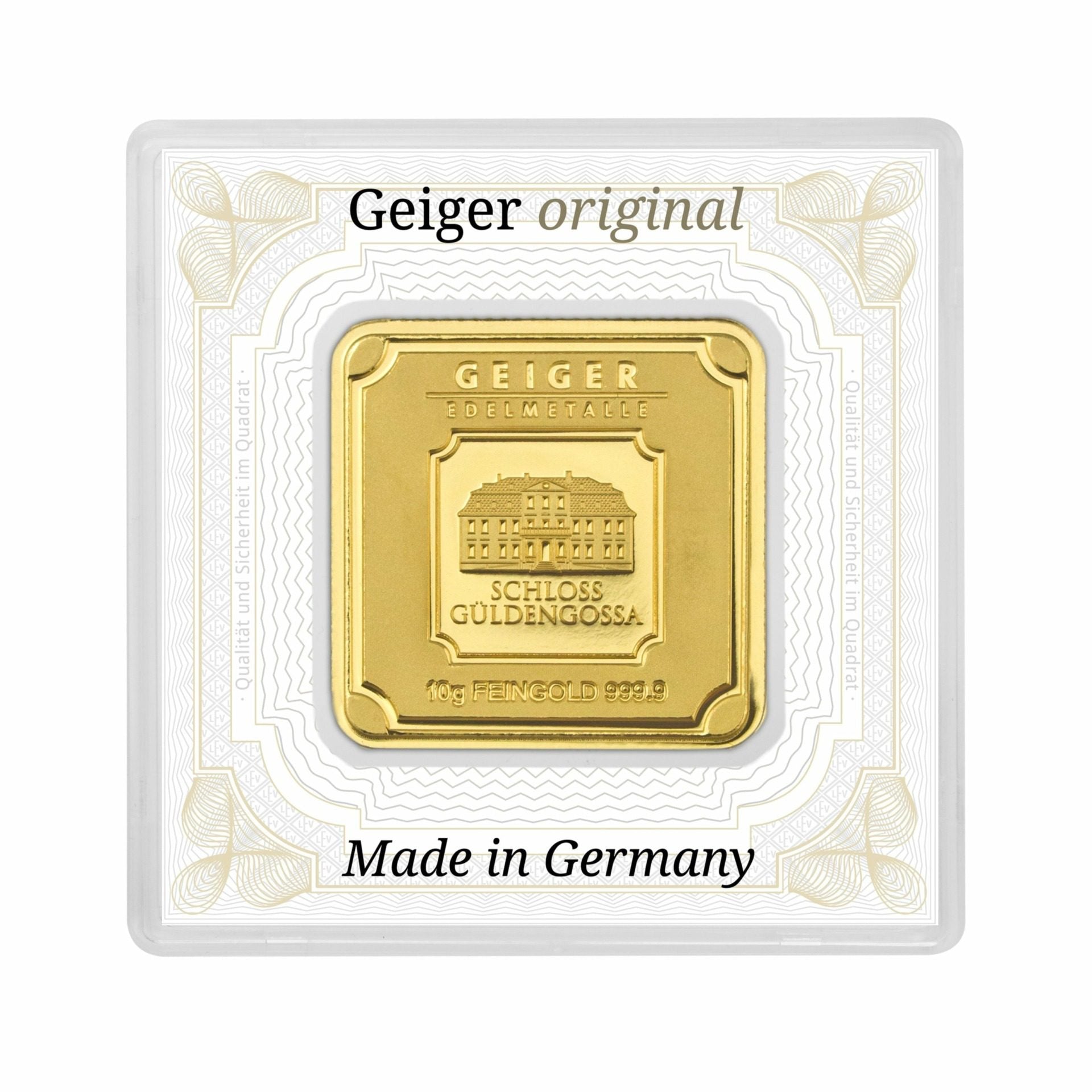 Geiger Edelmetalle AG 10 g Gold Bar in Assay