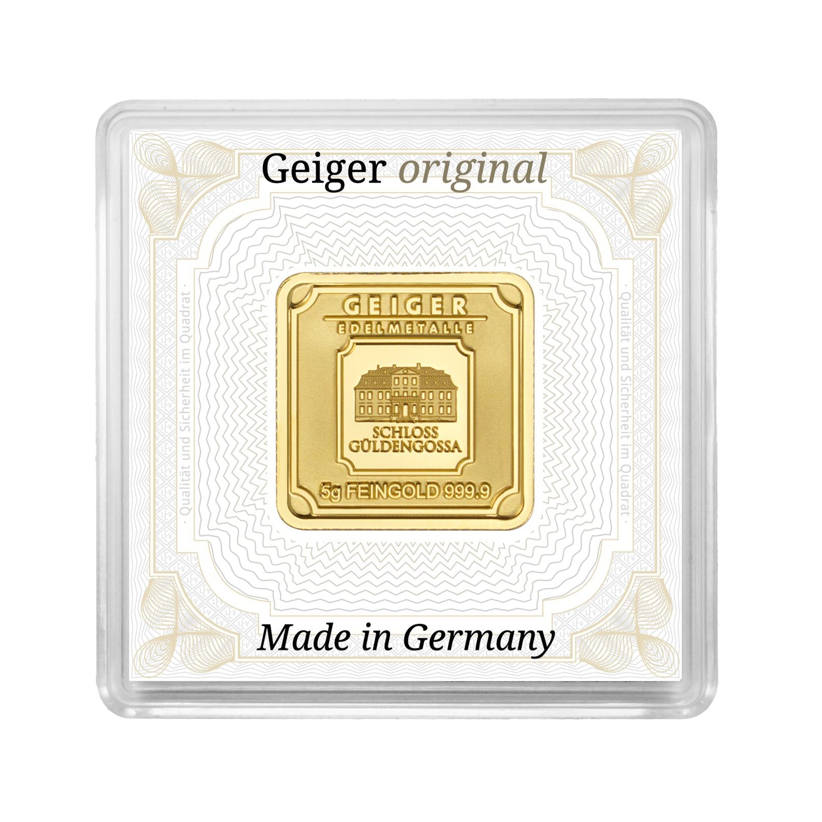 Geiger Edelmetalle AG 5 g Gold Bar in Assay