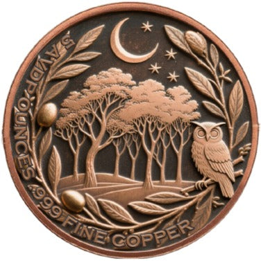 5 oz Mystic Night Owl Colorized Copper Round in Capsule
