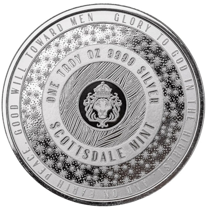 1 OZ 9999 SILVER ROUND SCOTTSDALE MINT CHRISTMAS SNOWFLAKE FIRST IN SERIES