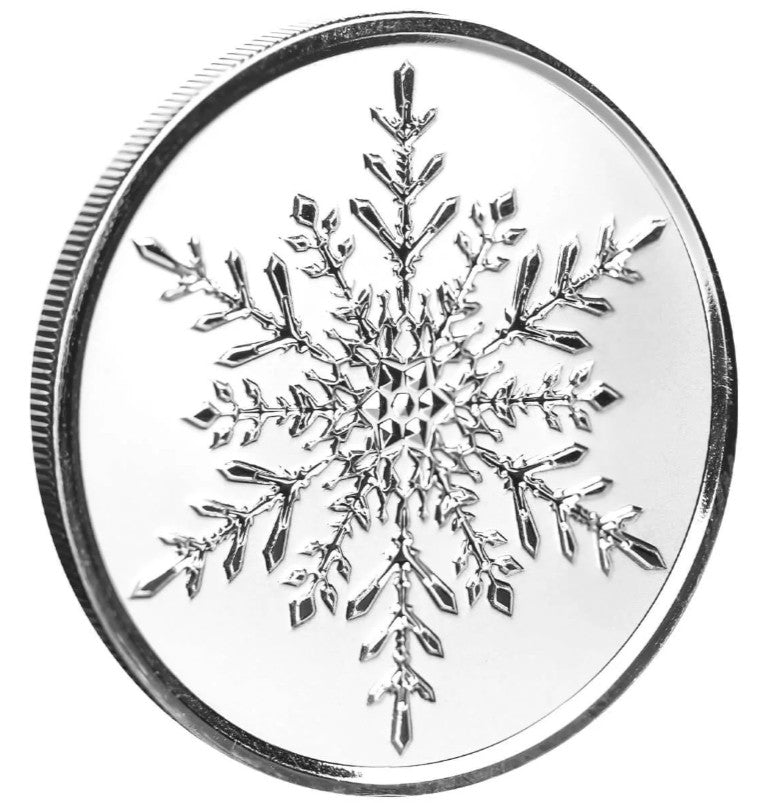 1 OZ 9999 SILVER ROUND SCOTTSDALE MINT CHRISTMAS SNOWFLAKE FIRST IN SERIES