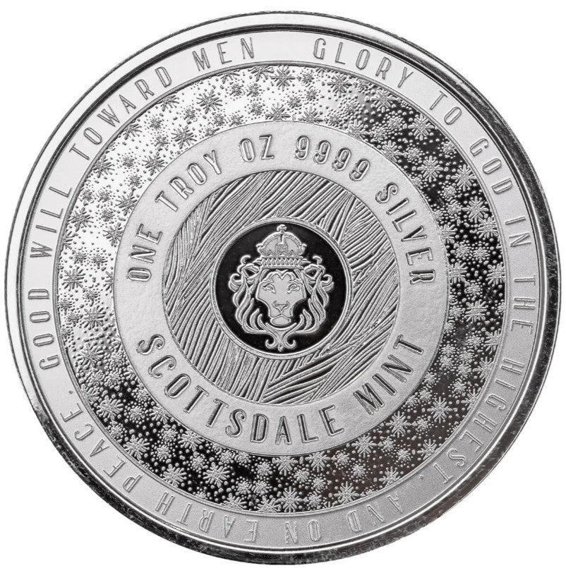 1 OZ 9999 SILVER ROUND SCOTTSDALE MINT CHRISTMAS SNOWFLAKE SECOND IN SERIES