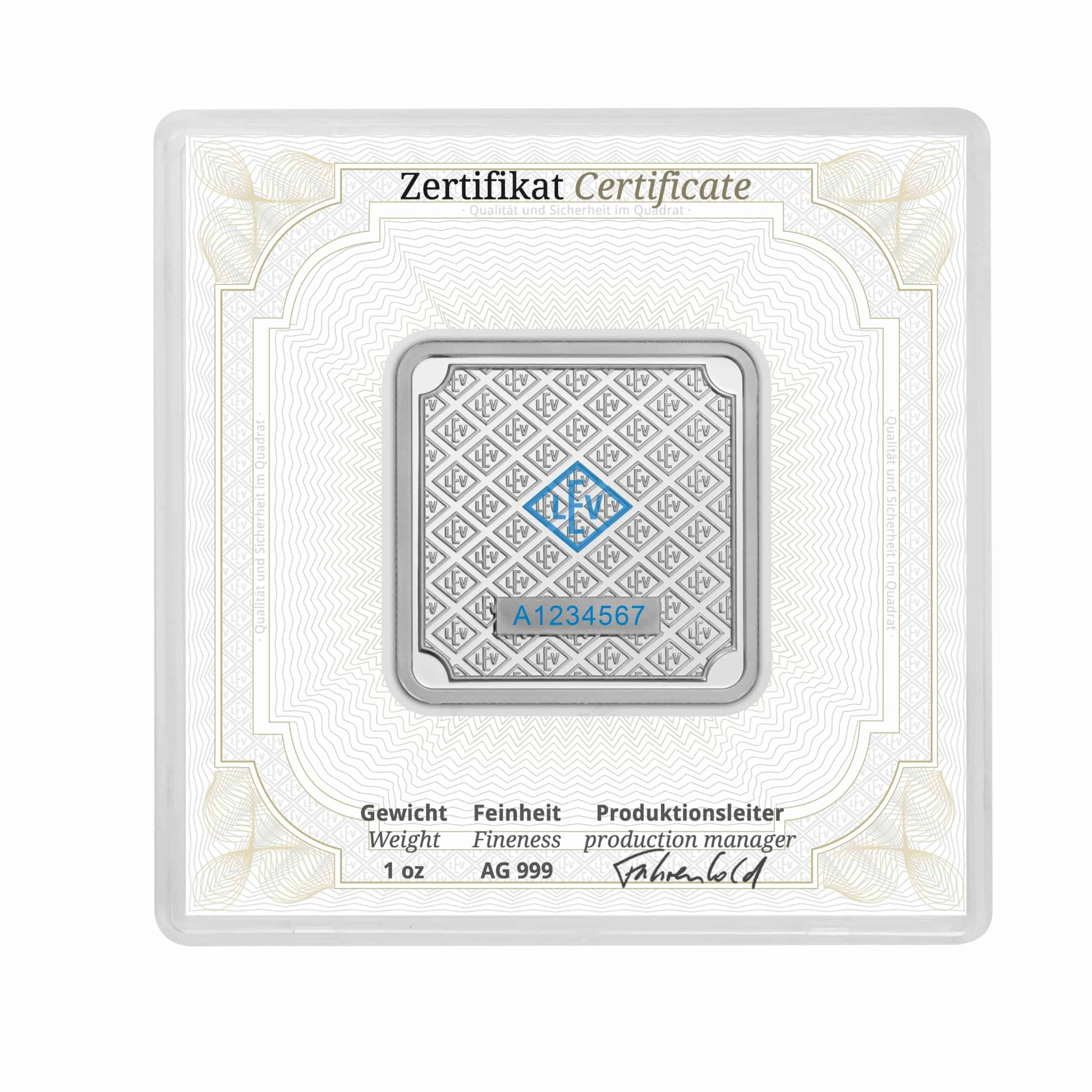 Geiger Edelmetalle AG 1 oz Silver Bar in Assay