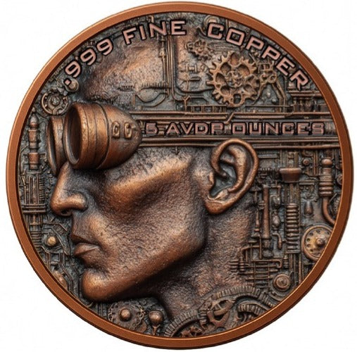 5 oz Steampunk Visions Colorized Copper Round in Capsule