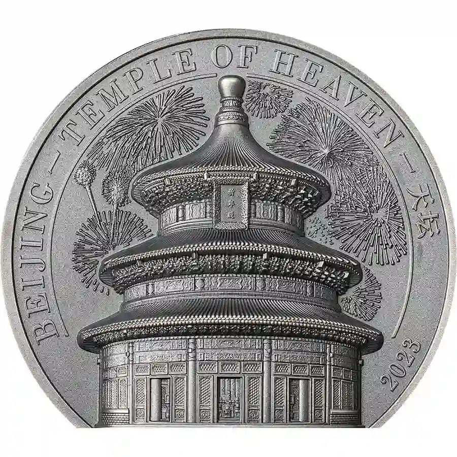 2023 Cook Islands 2 Ounce Temple of Heaven Ultra High Relief 999 Silver Coin