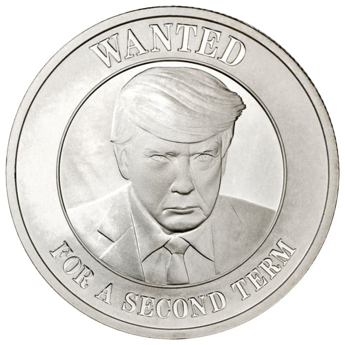 1 oz Donald Trump - Wanted For A Second Term .999 Silver BU Round