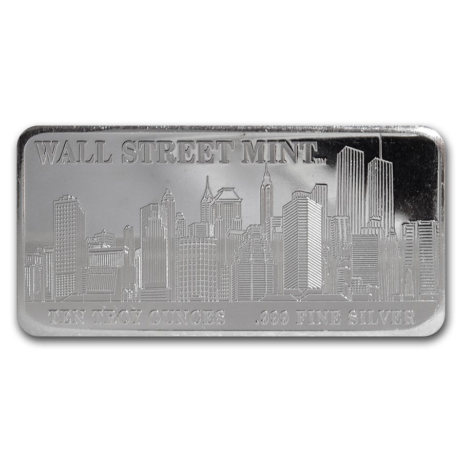 10 OZ 999 SILVER BAR WALL STREET MINT