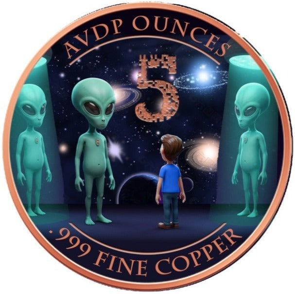 5 oz Beam Me Up Colorized Copper Round in Capsule