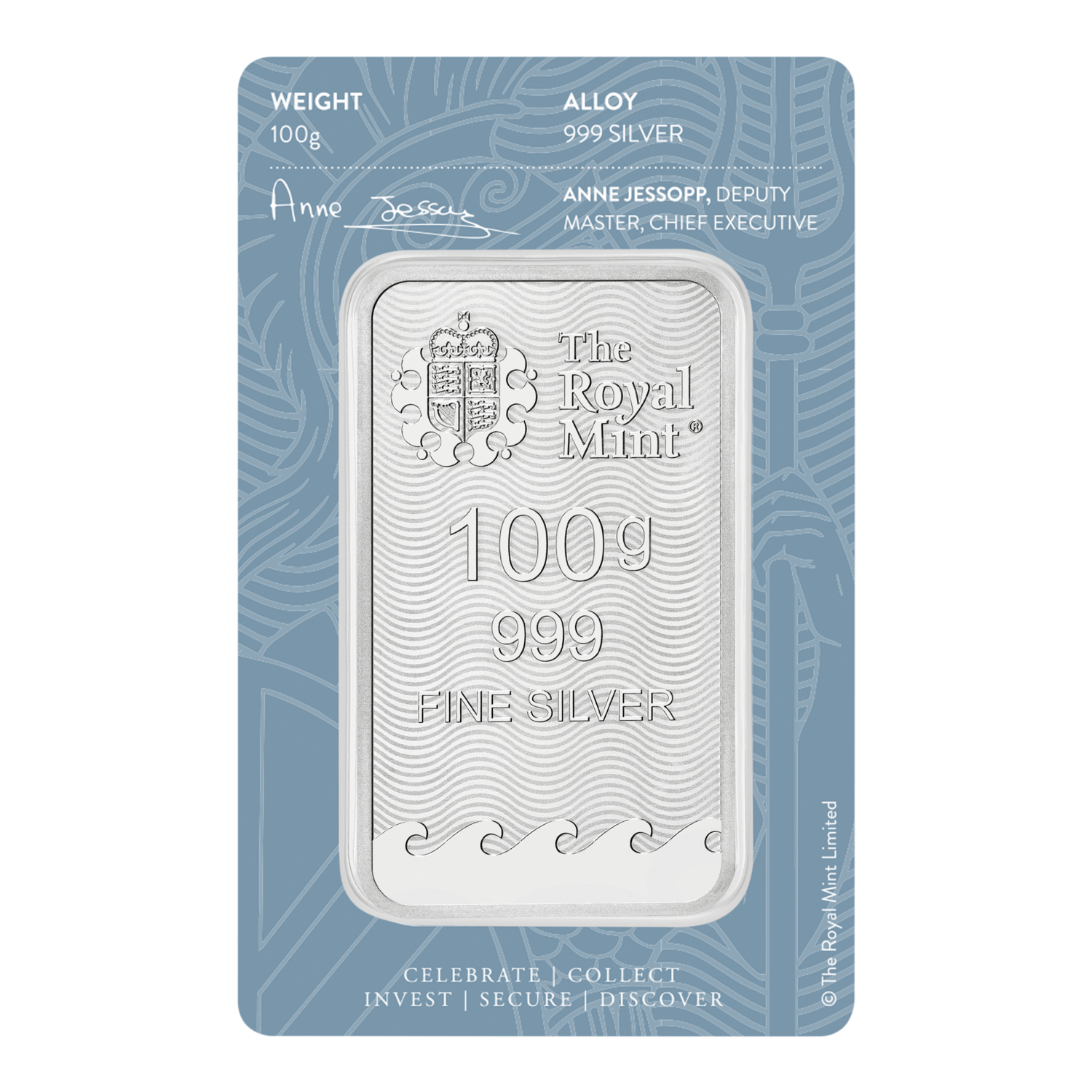 Britannia 100g Silver 999 Bullion Minted Bar By The Royal Mint