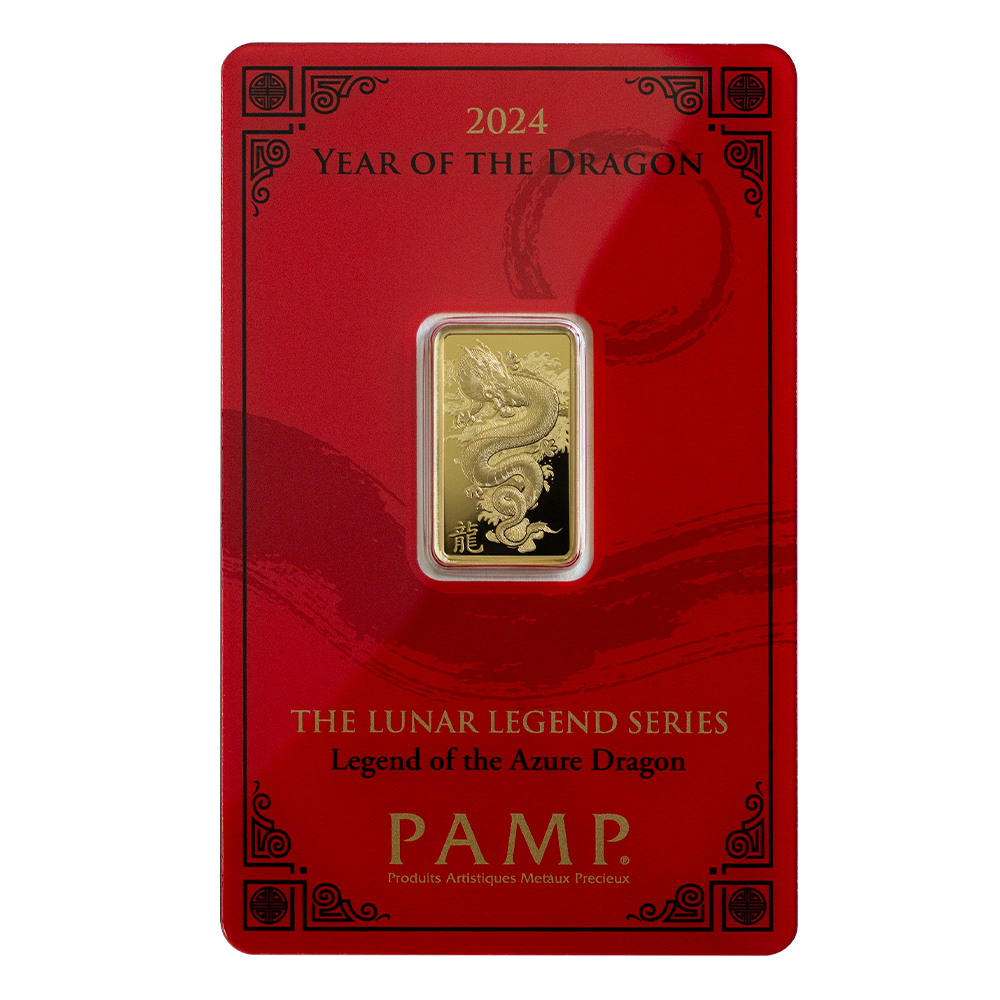 2024 Year of the Dragon 9999 Dragon 5g Gold Bar