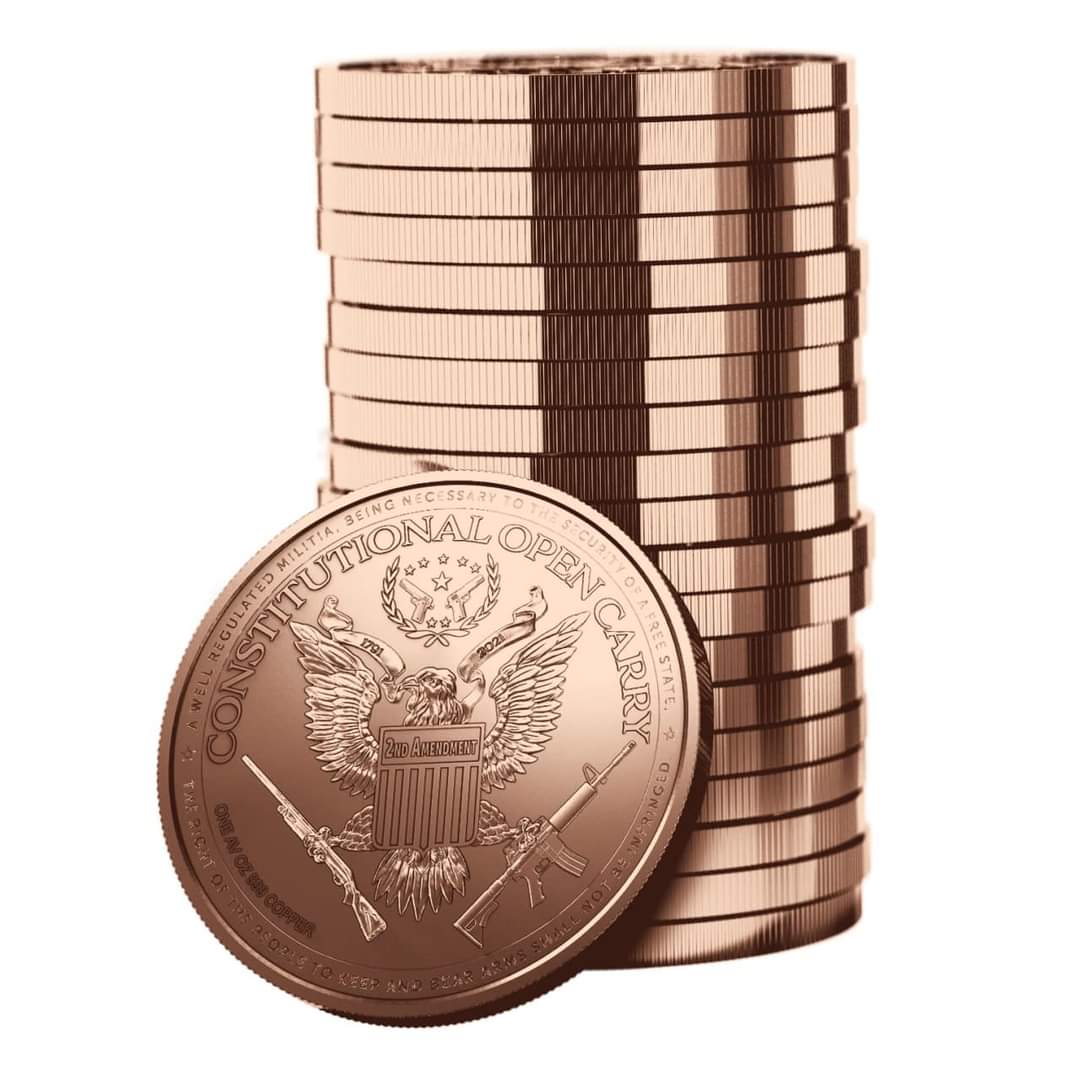 1 oz AVDP 999 Pure Copper Guns Liberty Coffee Washington Open Carry Round