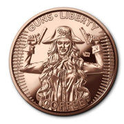 1 oz AVDP 999 Pure Copper Guns Liberty Coffee Washington Open Carry Round