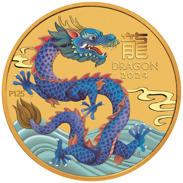 2024 1/10 OZ PERTH MINT GOLD DRAGON (LUNAR SERIES) COLORED