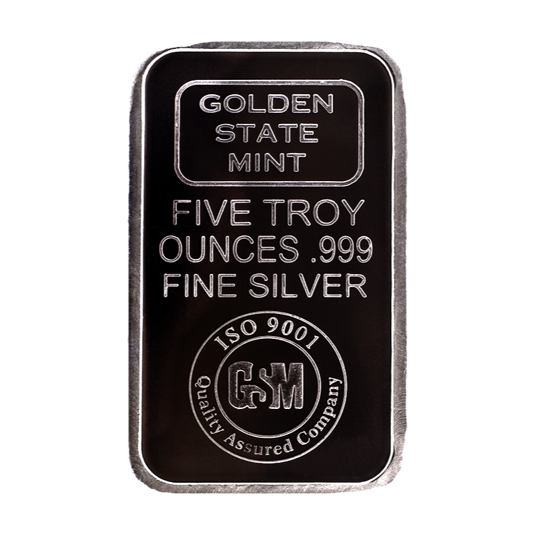 5 OZ SILVER BAR GOLDEN STATE MINT
