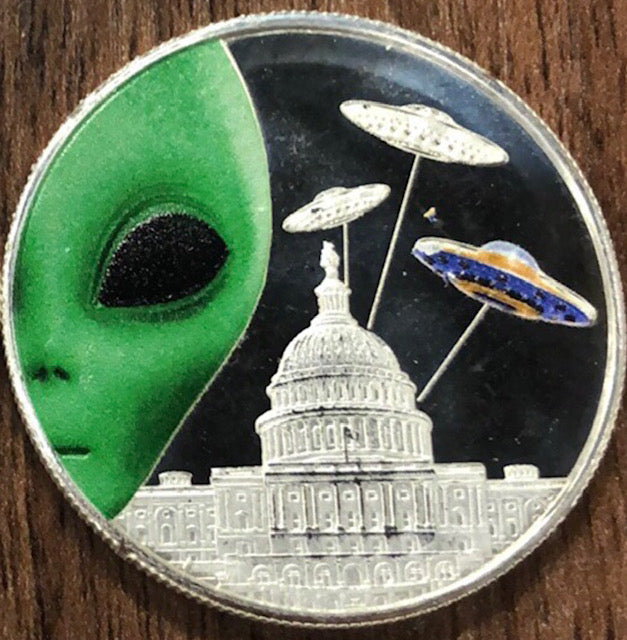 1 oz Colorized Alien Silver 999 Round