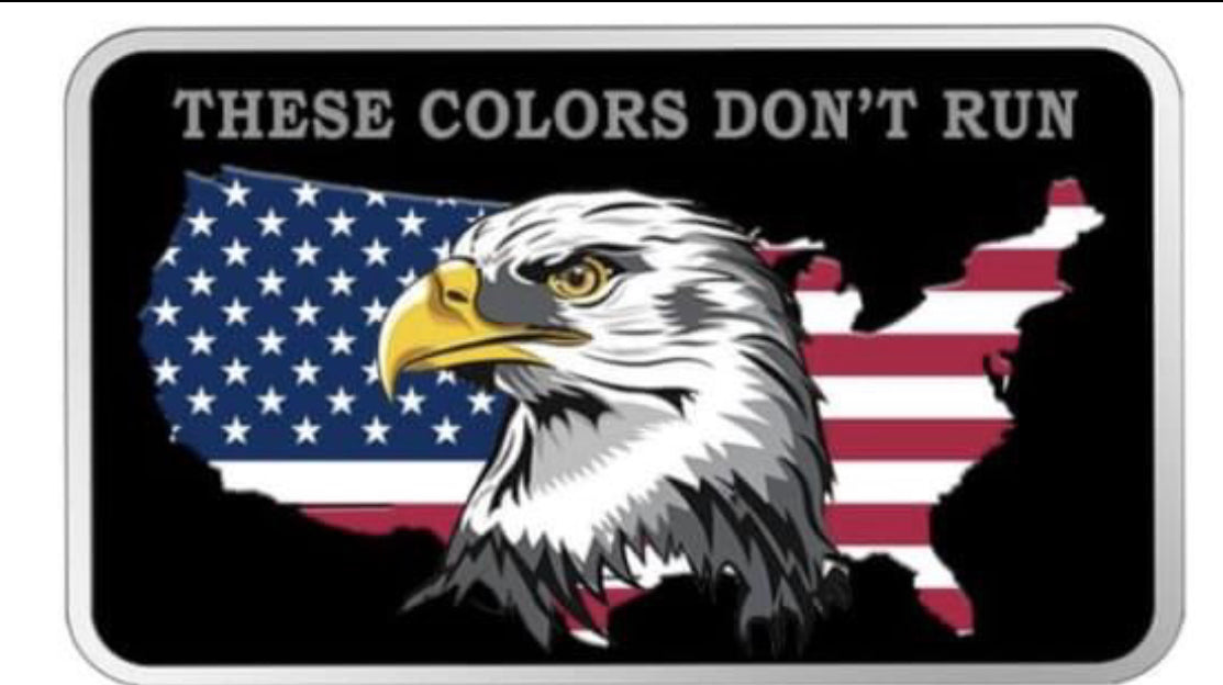 1 oz 999 SILVER "THESE COLORS DON'T RUN" ENAMELED BAR