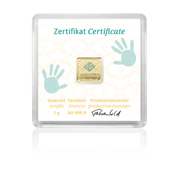 Geiger Edelmetalle AG 1 g Gold Bar in Baby Assay