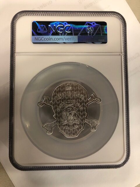 NGC MS69 2022 Skull Treasure Island 5 oz Silver Coin Pamp