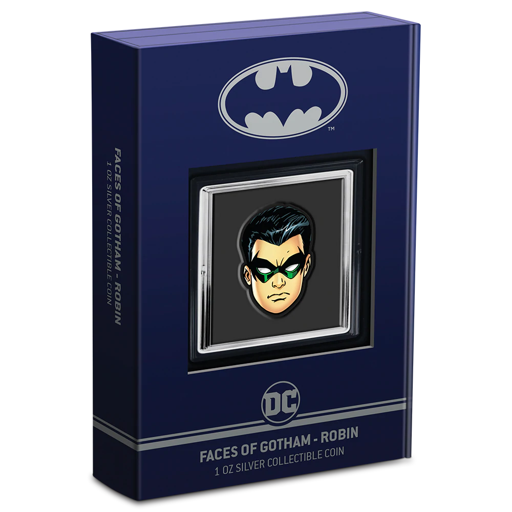 2022 Faces of Gotham DC Robin New Zealand Mint 1 oz 999 Silver Coin